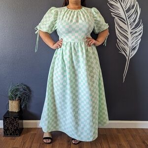 Asos Airy Checkered Maxi Dress